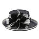 Women's top hat, high-end, elegant, fashionable and elegant spring and summer hat, fisherman's hat, French roll-edge top hat for women, Philippine linen, off-white, black edge -M5190-1, adjustable 54-58cm windproof rope hat holder