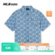 MLB Children's Official Boys and Girls Trendy Luxurious and Fashionable Lapel Full Print Presbyopic Denim Shirt Spring and Summer Style Blue 140 cm