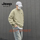 JEEP SPIRIT round neck sweatshirt for men 2026 spring new loose couple top American retro large size bottoming shirt jacket white S 95-120Jin Jin equals 0.5 kg