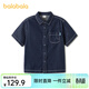 BALABALA balaOne Balabala boys short-sleeved shirt children's middle and large children's denim 2026 new summer versatile denim dark blue 88301 110