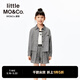 Little MO&Co.little moco children's clothing 25 summer clothes girls pure cotton plaid shirt long-sleeved shirt jacket KBE2SHT009 black and white plaid color 130 130/64