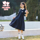 Fuluo Mi Girls Skirt 26 Summer New Casual Contrast Color Girls College Style POLO Collar Dress Navy 165
