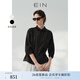 EIN Yan Jing Luxe Light Comfort Mist Three-dimensional Cutting Retro Lace Splicing Ramie Top Shirt Women's Spring and Summer New Graphite Black M