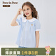 PawinPaw cartoon bear children's clothing 25 spring and summer new girls cute lapel short-sleeved shirt sweet Blue blue/50 110