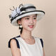 Women's top hat, high-end, elegant, fashionable and elegant spring and summer hat, fisherman's hat, French roll-edge top hat for women, Philippine linen, off-white, black edge -M5190-1, adjustable 54-58cm windproof rope hat holder