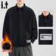 CHOCOOLATE it American trendy POLO collar sweatshirt for men in autumn and winter heavyweight velvet loose and comfortable casual top black velvet M recommended 105-120Jin Jin equals 0.5 kg