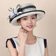 Women's top hat, high-end, elegant, fashionable and elegant spring and summer hat, fisherman's hat, French roll-edge top hat for women, Philippine linen, off-white, black edge -M5190-1, adjustable 54-58cm windproof rope hat holder