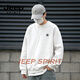 JEEP SPIRIT round neck sweatshirt for men 2026 spring new loose couple top American retro large size bottoming shirt jacket white S 95-120Jin Jin equals 0.5 kg