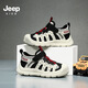 JEEP children's sandals 2025 summer new style comfortable and lightweight girls' shoes trendy boys' sandals convenient Velcro 7278 black and white 27 / inner length about 17.2 cm