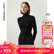 Langzi Qiji Red Wool Basic Wardrobe Pure Wool Wool Sweater Winter New Slim Long Sleeve Sweater Black 2 M