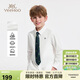 YEEHOO boys' shirts, children's shirts, medium and large children's clothing, pure cotton tops, long-sleeved college style spring clothes, white 175