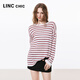 Jin Yujie's 2026 summer new product thin and transverse striped long-sleeved sweater women's medium loose inner wear S262SW318Y urban red and white stripes S suitable for 110Jin Jin equal to 0.5 kg or less
