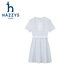 HAZZYS children's clothing girls' dress 2026 summer new arrival middle and older children's sweet classic striped half-sleeved skirt rain glaze blue 120