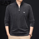 EA7 Armani Half-Turtle Collar Men's Spring and Autumn Thin Zipper Stand Collar Long-Sleeved T-shirt Middle-aged Tops and Bottoming Shirts Gray M 165 (weight 120 Jin Jin equals within 0.5 kg)