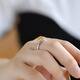 GEM STONE KING 3 carat citrine ring 925 silver 10K gold two-color gemstone ring as a birthday gift for your girlfriend, US No. 5