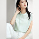 Dialogue (DUIBAI) new Chinese style linen texture short-sleeved shirt for women 2026 summer new style unique and beautiful short national style shirt light water green M