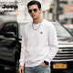 JEEP SPIRIT American Heavyweight Round Neck Sweater Men's 2026 Spring Loose Casual Couple Tops Long Sleeve Bottoming Jacket Blue S