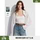ELLE Lyocell Tencel long-sleeved white shirt for women 2025 summer cardigan design new blouse top white M