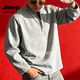 JEEP SPIRIT American retro stand-up collar zipper sweatshirt for men and women, trendy loose casual sports long-sleeved top for men and women, black S