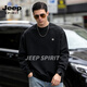 JEEP SPIRIT American Heavyweight Round Neck Sweater Men's 2026 Spring Loose Casual Couple Tops Long Sleeve Bottoming Jacket Blue S