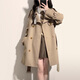 FOX.G Windbreaker Jacket Women's Mid-Length 2025 New Straight Autumn Women's Thin Style High-end Small Spring and Autumn Women's Clothing British Style Mid-Length Windbreaker Khaki S Recommended 130Jin Jin is equal to within 0.5kg