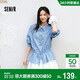 Semir long-sleeved shirt women's spring mid-length raglan sleeves plaid texture drawstring 2026 literary top 109126105002