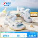 XTEP children's beach shoes summer girls middle and large children Velcro easy to put on and take off wear-resistant soles fashionable sweet style sandals new white/moon blue 33