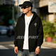 JEEP SPIRIT trendy brand hooded cardigan sweatshirt men's 2026 spring new loose versatile casual jacket men's top black S