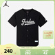 NIKE JORDAN Nike AJ children's short-sleeved shirt summer new pure cotton children's baseball jersey black 160/80 recommended height 158-170cm
