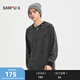 SANFU 2026 spring men's frayed horizontal striped long T-shirt loose fake two-piece round neck top 520419 black M