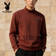 Playboy (PLAYBOY) American turtleneck half-zip sweatshirt for men 2026 spring velvet warm loose large size casual bottoming shirt orange red M 80-100Jin Jin equals 0.5 kg