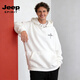JEEP SPIRIT American hooded sweatshirt for men plus velvet to keep warm 2026 winter loose casual versatile couple tops jacket black S