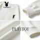 Playboy (PLAYBOY) American heavyweight velvet thickened round neck sweatshirt for men 2026 spring and autumn loose casual long-sleeved bottoming shirt black M 90-100Jin Jin is equal to 0.5 kg