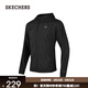 Skechers Men's Windbreaker Hooded Zipper Short Quick-Drying Sun Protection Jacket Versatile Top P224M032 Carbon Black/0018 L
