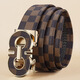 
KRCK2024 new Valentine's Day Men's Leather Belt Casual Belt Youth Valentine's Day Suit Trousers Belt Gray Plaid Silver Buckle L 120cm