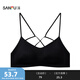 SANFU thin cup no wire push-up bra, exposed thin shoulder straps, beautiful back, fashionable vest underwear for women 513695, black S, suitable for 70A/70B/70C
