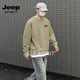 JEEP SPIRIT Sudadera de cuello redondo engrosada de terciopelo pesado americano para hombre, camisa informal holgada de primavera 2026, gris S