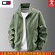 TOME BKOWAIE High-End Jacket Men's Spring and Autumn Thin Men's Versatile Casual Stand-Collar Sports Jacket Windproof Breathable Soft Shell Jacket HL250218A Army Green XL Recommendation 135-150Jin Jin equals 0.5 kg