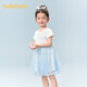BALABALA Children's Clothes Girls Dress Children's Skirt 2026 New Summer Clothes Gradient Mesh Skirt Pearl Bow Blue Tone 00388 80