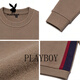 Playboy (PLAYBOY) American retro contrasting color raglan round neck sweatshirt for men 2026 spring and autumn trendy brand loose casual versatile top khaki M recommended 95-115Jin Jin equals 0.5 kg