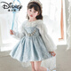 Disney (Disney) Girls Spring and Autumn 2026 New Elsa Lolita Dress Children's Baby Girl Birthday Dress Princess Gauze Skirt Set Skirt + Crown + Gloves 130 cm