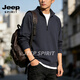 JEEP SPIRIT half-zip stand-up collar sweatshirt men's solid color simple casual sports long-sleeved top bottoming shirt spring and autumn new gray S
