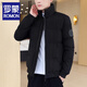 ROMON down jacket men's trendy brand winter 2026 new thickened American trendy work clothes men's warm cotton jacket black XL 120-135Jin Jin equals 0.5 kg