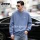JEEP SPIRIT American Heavyweight Round Neck Sweater Men's 2026 Spring Loose Casual Couple Tops Long Sleeve Bottoming Jacket Blue S
