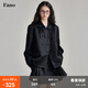 Fano studios Fan Luo French style satin bow suit 2024 spring new style noble and exquisite double-breasted short coat black S, shipped within 48 hours