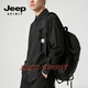 JEEP SPIRIT work shirt style jacket men's 2026 spring loose casual long-sleeved shirt men's tops black M 90-110Jin Jin equals 0.5 kg