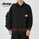JEEP SPIRIT work shirt style jacket men's 2026 spring loose casual long-sleeved shirt men's tops black M 90-110Jin Jin equals 0.5 kg