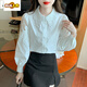 
ZHIDOUDOU embroidered cotton shirt for women 2025 autumn new fashion embroidered white shirt loose versatile long sleeves cy9227 white S 75-95Jin [Jin equals 0.5 kg]