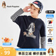 Hush Puppies Casual Style Children's Clothing Boys Autumn New Loose Comfortable Trendy Handsome Fake Two-piece Shirt Navy Blue 130 cm Slightly Thin