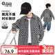 Little Elephant Ham boys' shirt children's shirt plaid spring 2026 spring new style medium and large children's jacket black and white plaid 160cm